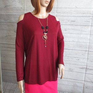 NWT - INSEPARABLE cold shoulder top w/detachable necklace - sz L